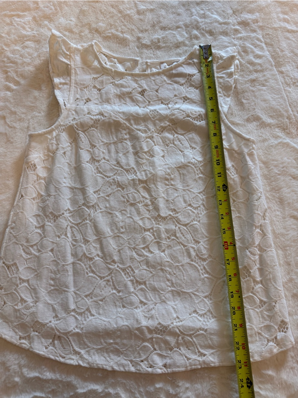 White Lace Ruffled Sleeve Blouse
